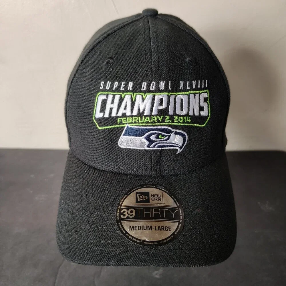 Seattle Seahawks Super Bowl Champions New Era Hat Cap 39thirty Medium Large - Picture 1 of 10